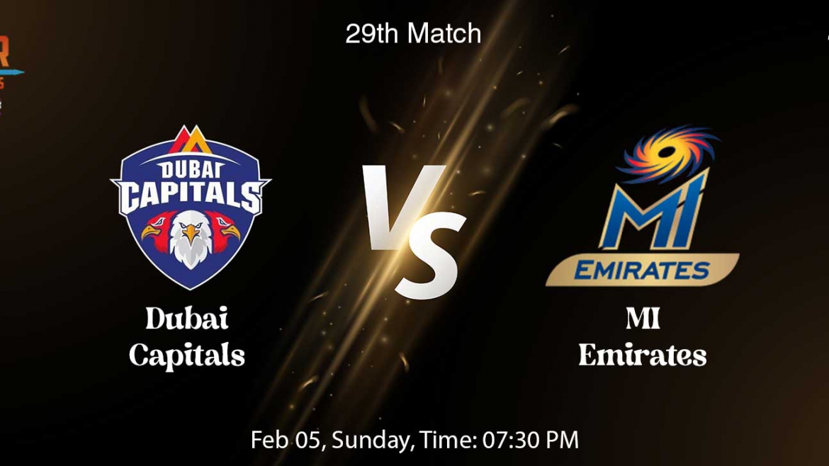 Dubai Capitals Beat MI Emirates by 7 Wickets